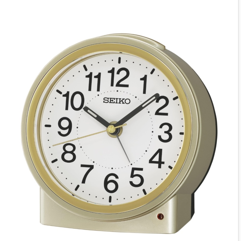 Seiko Gold and White Bedroom Clock